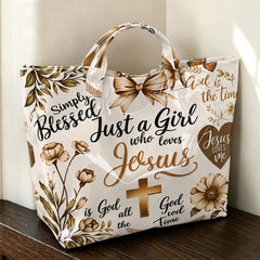 Faith Inspired Floral Print Tote Bag Girl Who Loves Jesus Handbag