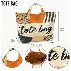 Striped Letters Tote Bag Retro Paper Tearing and Wind Printing