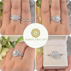 Newshe Wedding Ring Set for Women Solid 925 Luxury Bridal Rings