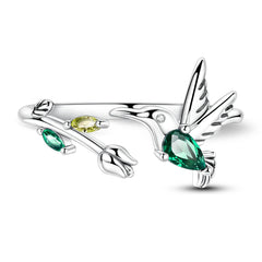 Sterling Silver Rings Tulip Hummingbird Adjustable Opening Rings