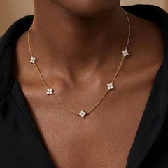 Dainty Lucky Leaf Necklace for Women 925 Sterling Silver 14K Gold