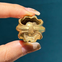 Vintage Rings For Woman Pumpkin Green Resin Black Gold Color Luxury