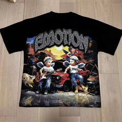 2026 new Street mixed fashion angel print short-sleeved T-shirt