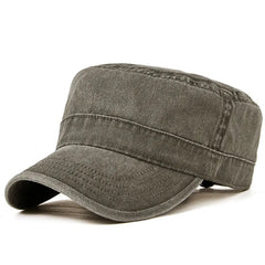Fashion Washed Cotton Flat Top Cap Adjustable Outdoor Sun Caps