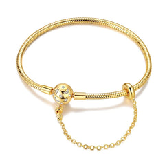 925 Sterling Silver Bracelets 17-20CM Original Golden Bracelet Jewelry