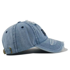 Unisex High Quality Vintage New York NY Denim Baseball Cap with Distressed
