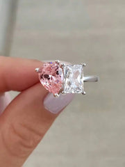 925 Sterling Silve Fashion Delicate Sweet Pink Zircon Ring For Women