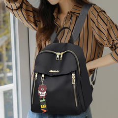Chic Minimalist Motorbike Backpack Soft Nylon Fabric, Compact Fashion