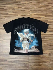 2026 new Street mixed fashion angel print short-sleeved T-shirt