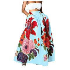 Bohemian Women Long Skirt Large Swing High Waist  A-Line Skirt