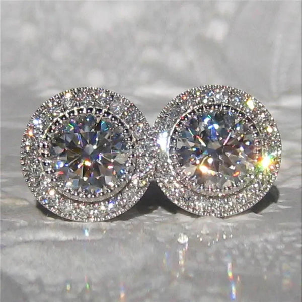 Huitan Delicate Small Round Stud Earrings Women Fashion Jewelry