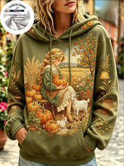 Women Fleece Hoodie Watercolor Fairy Long Sleeve Pullover