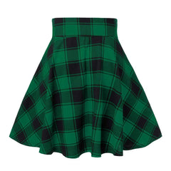Women Plaid Skirts Spring Autumn High Waist Bandage Short Skirts