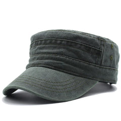 Fashion Washed Cotton Flat Top Cap Adjustable Outdoor Sun Caps