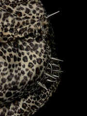 Punk Rivet Leopard Print Backpack Men's  Capacity Fashion Backpacks