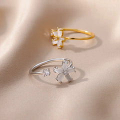 Opal Daisy Flower Rings for Women Opening Adjustable Gold Jewelry