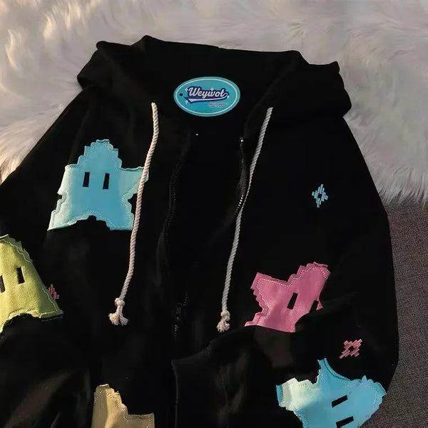 Y2K Oversized Coat Men's Personality Print Women's Hoodie Fashion