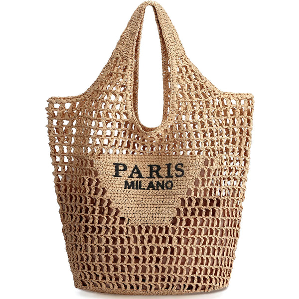 Straw Beach Bags for Women - Women Beach Handmade Woven Tote Bag