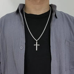 Vintage Cross Necklace for Men Women Stainless Steel Pendant