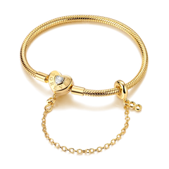 925 Sterling Silver Bracelets 17-20CM Original Golden Bracelet Jewelry