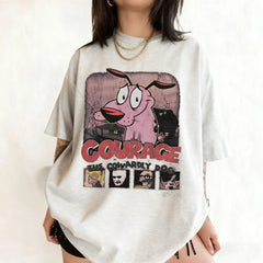Vintage Courage The Cowardly Dog Cartoon Print Short Sleeve T-Shirt