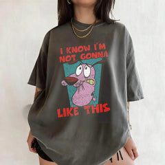 Vintage Courage The Cowardly Dog Cartoon Print Short Sleeve T-Shirt