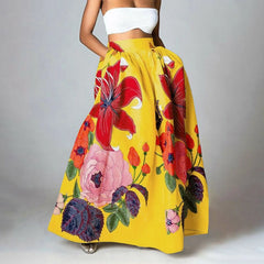 Bohemian Women Long Skirt Large Swing High Waist  A-Line Skirt