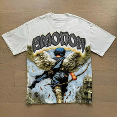 2026 new Street mixed fashion angel print short-sleeved T-shirt
