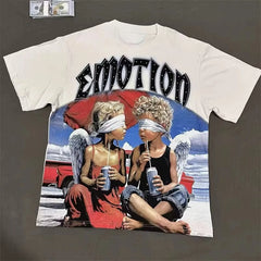 2026 new Street mixed fashion angel print short-sleeved T-shirt
