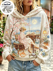 Women Fleece Hoodie Watercolor Fairy Long Sleeve Pullover