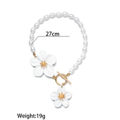 Gorgeous Faux Pearl Chic Flower Pendant Anklet for Women Foot Chain