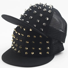 Men and Women's Rivet Flat Hat Punk Rock Hip Hop Stud Baseball Caps