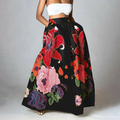 Bohemian Women Long Skirt Large Swing High Waist  A-Line Skirt