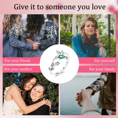 Sterling Silver Rings Tulip Hummingbird Adjustable Opening Rings