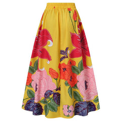 Bohemian Women Long Skirt Large Swing High Waist  A-Line Skirt