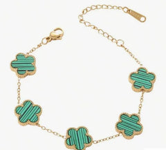 3pcs 18K Gold Plated 304 Stainless Steel Women's Clover Bracelet
