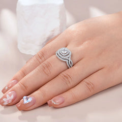 Newshe Wedding Ring Set for Women Solid 925 Luxury Bridal Rings