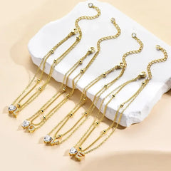 Waterproof CZ Ankle Bracelets for Women Heart Anklets Chain Beach Jewelry