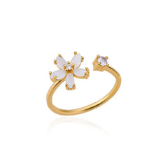 Opal Daisy Flower Rings for Women Opening Adjustable Gold Jewelry