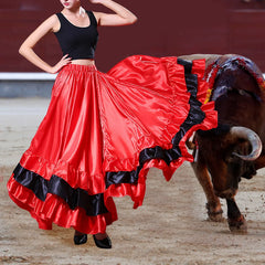 Womens Spanish Bull Dance Skirt Belly Dance Skirt Large Swing Skirt
