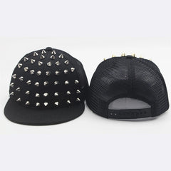 Men and Women's Rivet Flat Hat Punk Rock Hip Hop Stud Baseball Caps