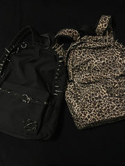 Punk Rivet Leopard Print Backpack Men's  Capacity Fashion Backpacks