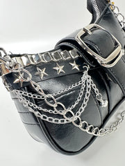 Y2K Punk Shoulder Bag For Women Retro Chain Rivet Underarm Handbag