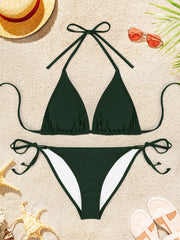 Bikini Swimsuit For Women Solid Color Swimwear Beachwear