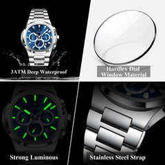 POEDAGAR Male Chronograph Waterproof Luminous Luxury Men Watch