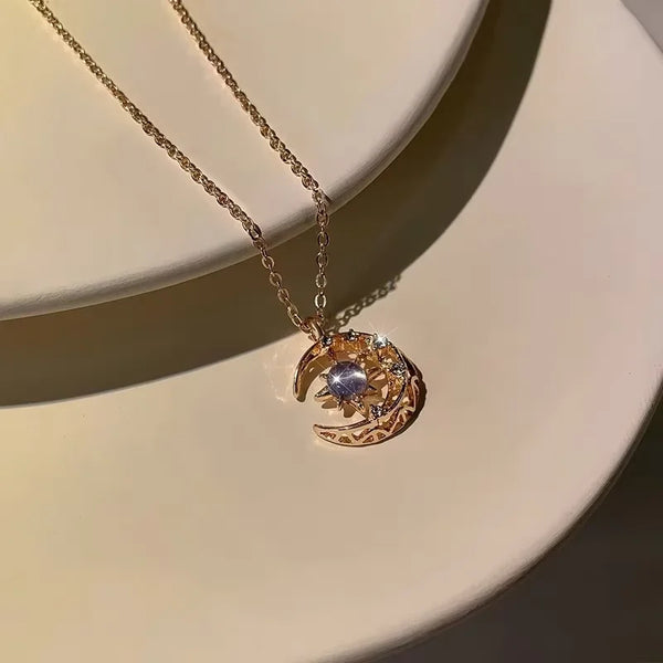 LATS Star Moon Pendant Necklaces for Women Simple Clavicle Chain
