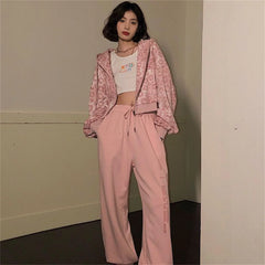 Cool Pink Leopard Print Hoodie Sweatshirt Women Hoodies Tops Outwear