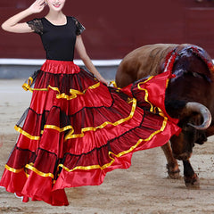 Womens Spanish Bull Dance Skirt Belly Dance Skirt Large Swing Skirt