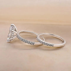 New 925 Sterling Silver 5CT Moissanite Horse Eye Ring Set for Women