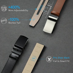 Mens Belt Automatic Genuine Leather Luxury Belt of Men Black